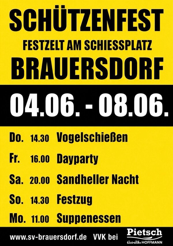 Plakat Schützenfest Brauersdorf 2026